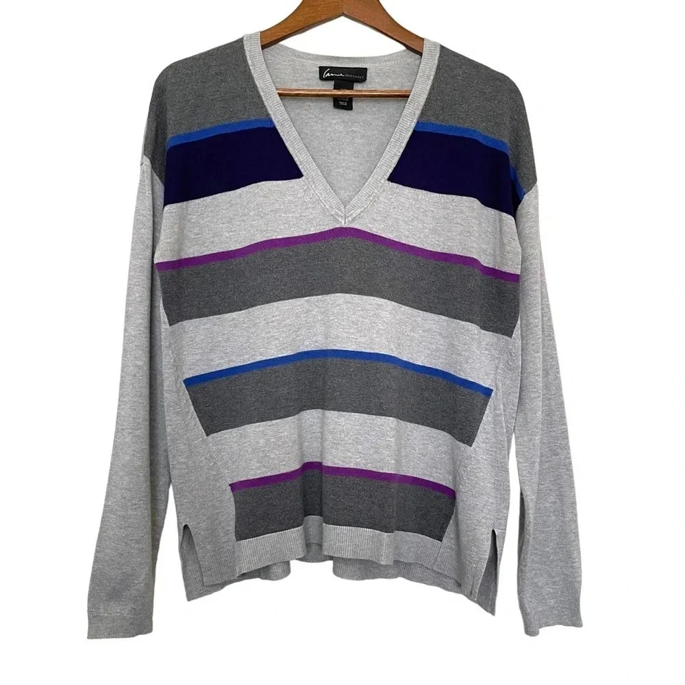 Lane Bryant V-Neck Striped Pullover Size‎ 14/16